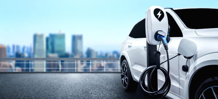 This image shows an electric car being charged.